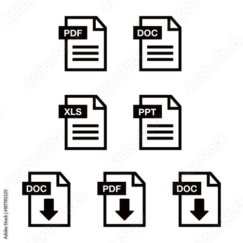 File Icons. File Icons line style illustration. Document icon set
