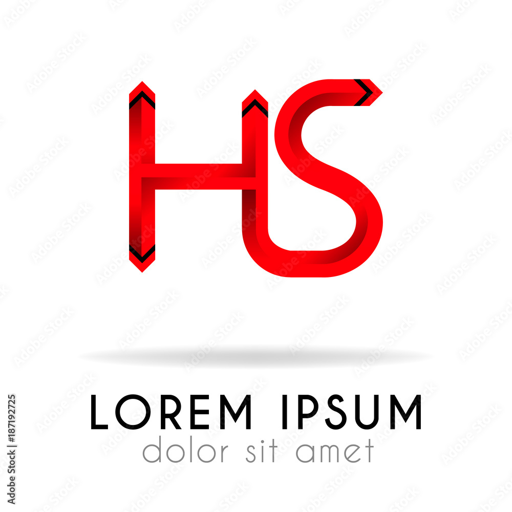 ribbon logo in dark red gradation with HS Letter ribbon logo in dark red gradation with HS Letter