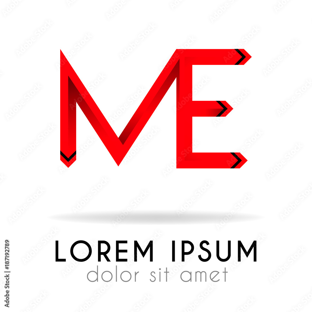 ribbon logo in dark red gradation with ME Letter ribbon logo in dark red gradation with ME Letter