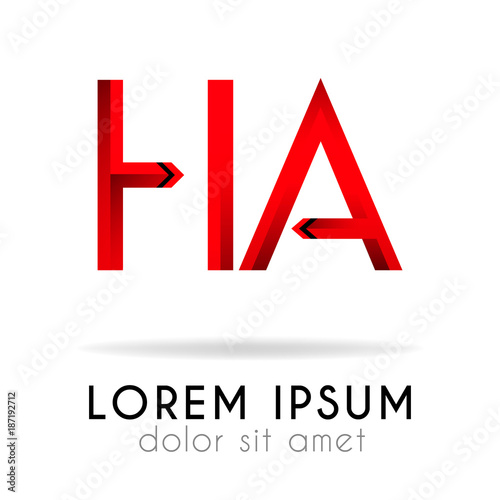 ribbon logo in dark red gradation with HA Letter