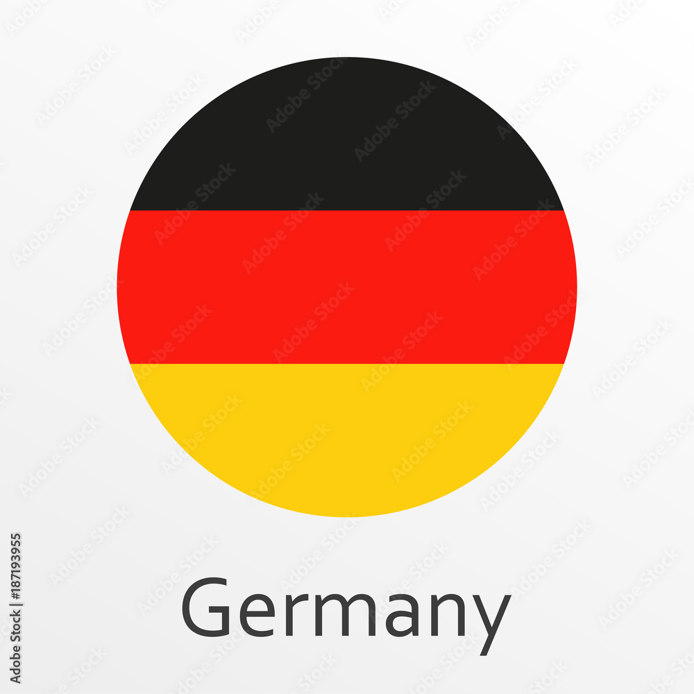 Obraz premium Flag of Germany round icon, badge or button. German national symbol. Vector illustration.