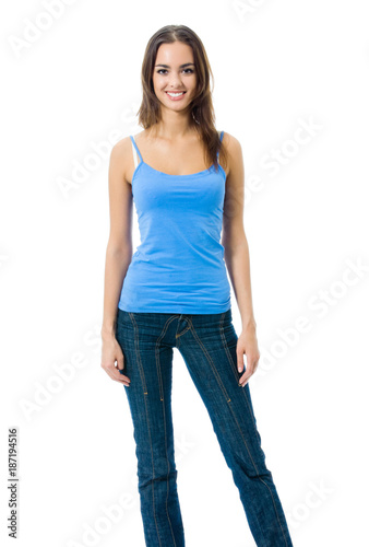 Full body of smiling woman, isolated © vgstudio