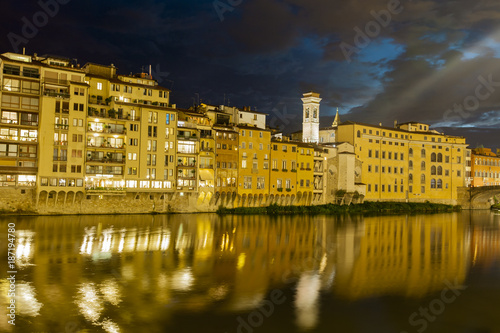 Night view at Arno river in Florence, Italy