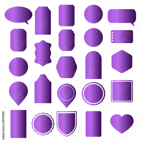 Set of violet stickers, labels, icons and banners