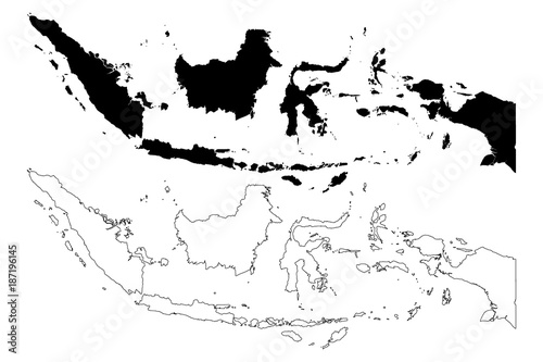Photo Indonesia map vector illustration, scribble sketch Republic of Indonesia