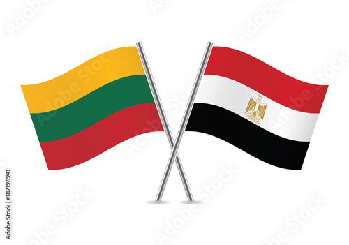 Lithuania and Egypt flags. Vector illustration. Free Download Lithuania and Egypt flags. Vector illustration. - GFXLoad