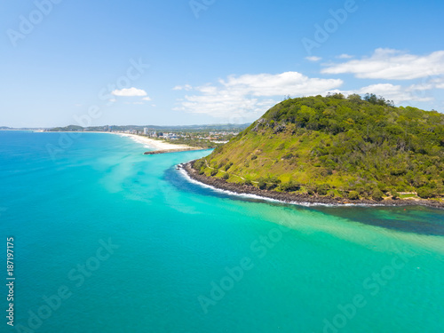 An aerial view of Burleigh Heads on the Gold Coast in Queensland  Australia