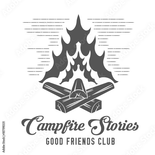 Campfire Stories - Forest Camp - Scout Club Vector Emblem