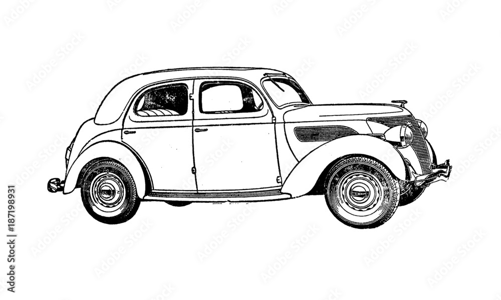 Vintage Retro Classic Car Illustration