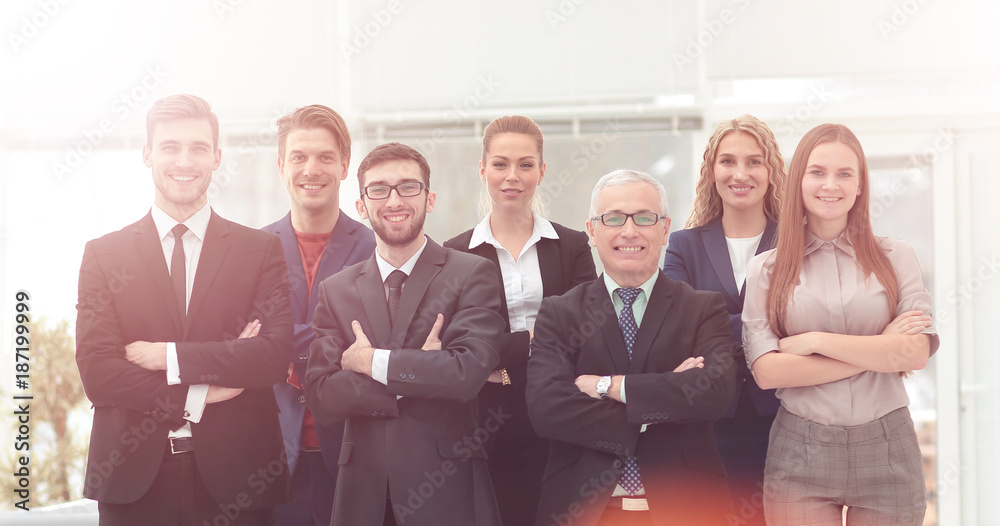 Team portrait of successful business people looking at camera, Team portrait of successful business people looking at camera,