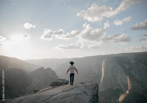 Young businessman looking at a view at Yosemite National Park