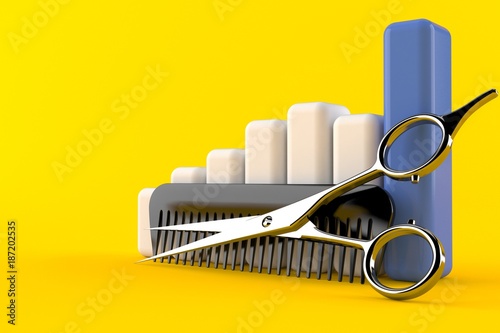 Obraz na płótnie Barber scissors with comber with chart