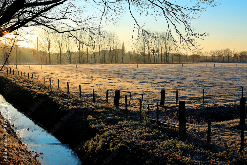 Winter morning in the Province Limburg, The Netherlands