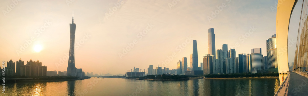 Guangzhou modern city panorama at sunset