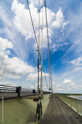 Looking North along the Humber Bridge cycle and pedestrian path, England, UK.