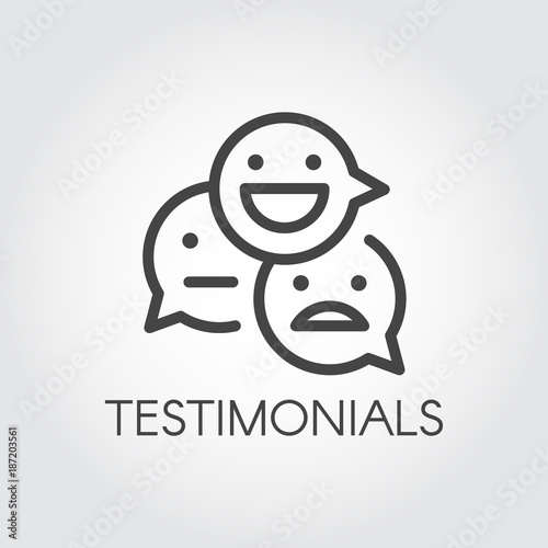 Testimonial line icon. Positive, negative, indifferent emotions concept linear signs. Symbols for communication on websites, forums, games, instant messengers and other platforms. Vector pictograph