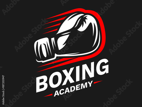 Silhouette of boxing gloves - boxing emblem, logo design, illustration on a black background