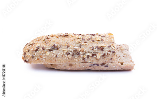 Whole wheat bread isolated on white background