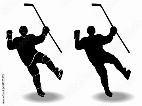 silhouette ice hockey player, vector draw