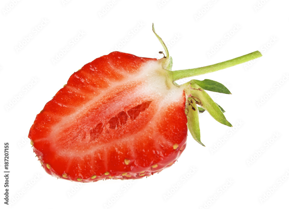 Half of strawberry isolated on white background Half of strawberry isolated on white background