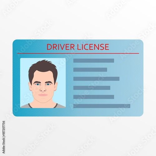 Driver license icon. Driving card with man photo or avatar. Vector illustration.