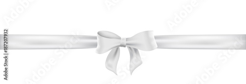 Weiß Schleife. White satin ribbon and bow vector illustration.
