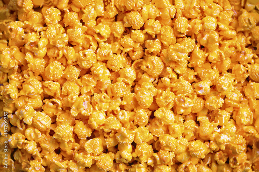golden cheese popcorn food background