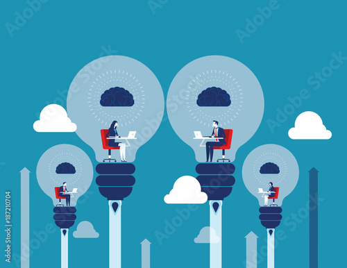 Best ideas. Business people create ideas. Concept business vector illustration.