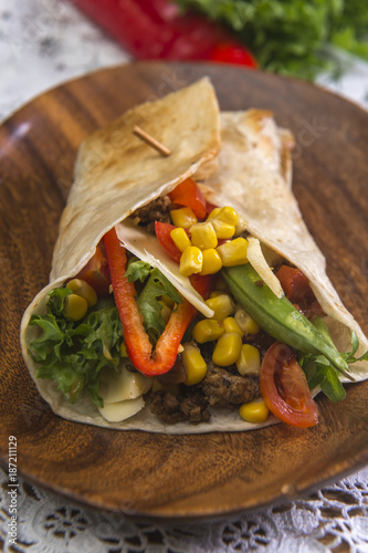 beef tacos served with golden French fries