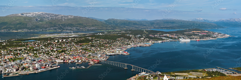 Panoramic view of Tromso and its port, Norway