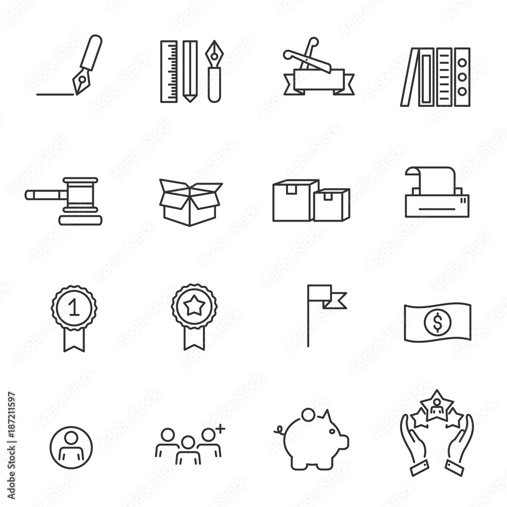 Office Icons Line Vector Illustration Office Icons Line Vector Illustration