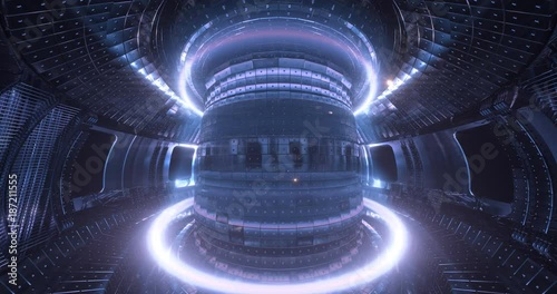 Fusion reactor working.Plasma. Tokamak. Reaction chamber. Fusion power. Seamless loop 4k 8k High quality realistic animation  photo