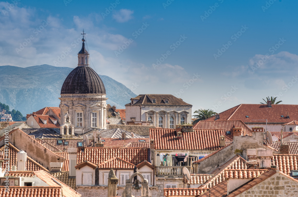 View of the old walled city of Dubrovnik, Croatia