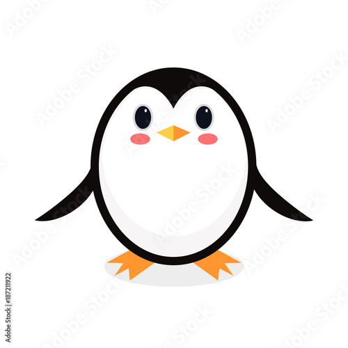 Cartoon penguin isolated on white background. Vector illustration.