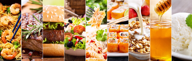 collage of food products