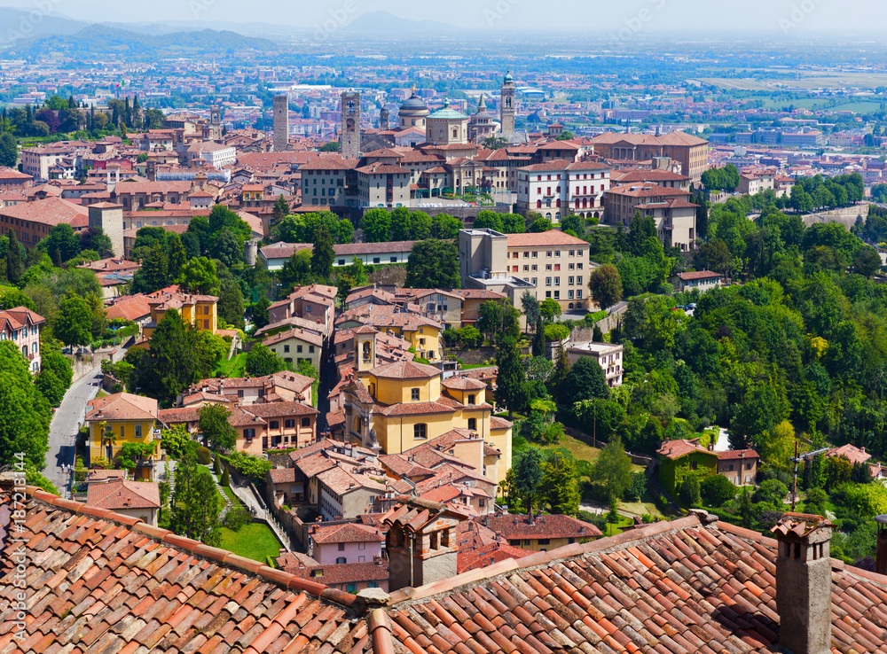 Bergamo cityscape, view of the  old town, Italy,