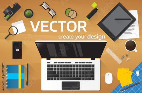 Vector notebook, for design, photography, electronics for drawing creativity.
