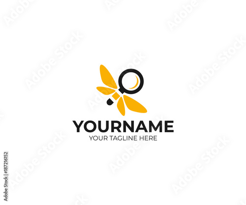 SEO Magnifier and Bee Logo Template. Search Vector Design. Targeting Illustration