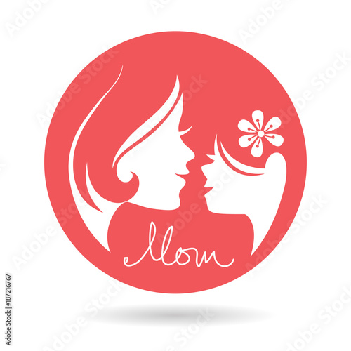 Mother and baby silhouettes. Card of Happy Mother's Day