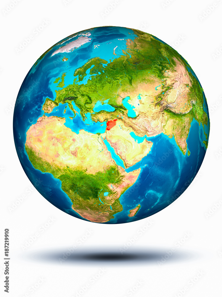 Syria on Earth with white background Syria on Earth with white background