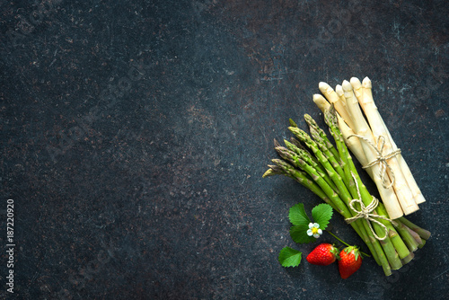 Fresh green and white asparagus