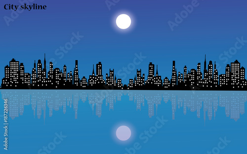 The silhouette of the city in a flat style. Modern urban landscape.vector illustration