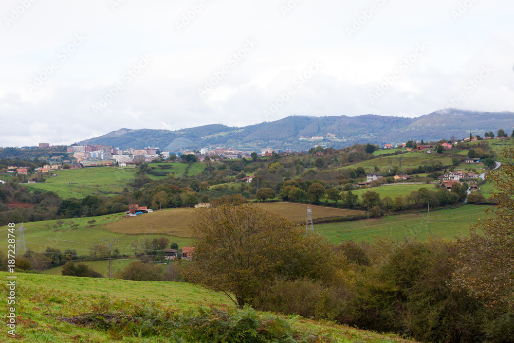 Panoramic view of Oviedo from the hill. Asturias, Spain