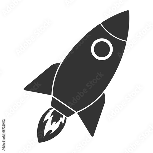 Flying rocket icon isolated on white background. Vector illustration.