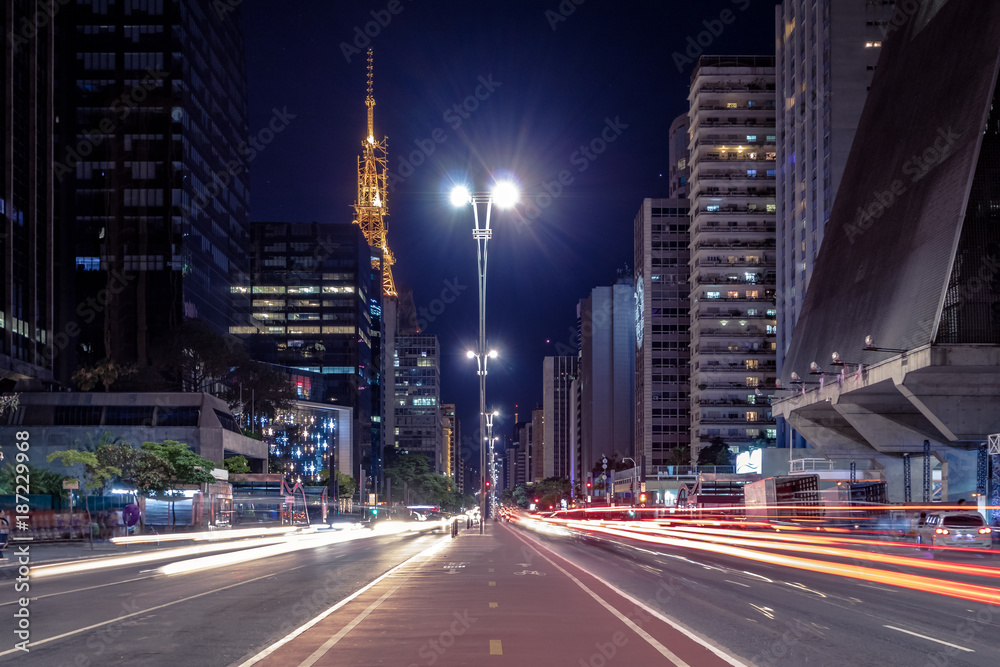 Paulista Avenue at night - Sao Paulo, Brazil