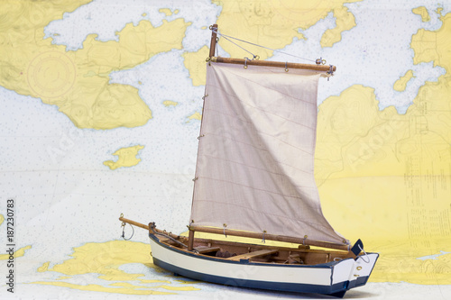 Sailboat on a Nautical Map