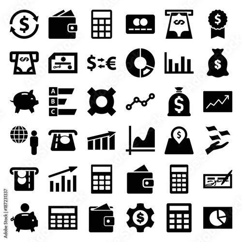 Economy icons. set of 36 editable filled economy icons photo