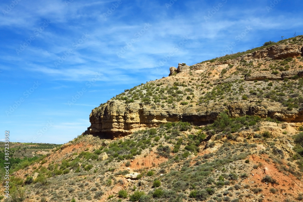 Spanien, Steppenlandschaft bei Fuendetodos in Aragon