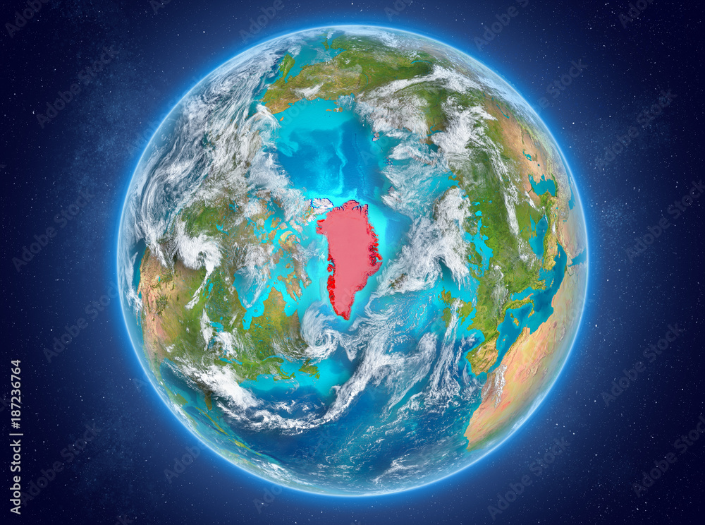 Greenland on planet Earth in space