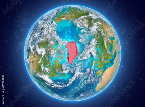 Fototapeta Naklejka Na Ścianę i Meble -  Greenland on planet Earth in space
